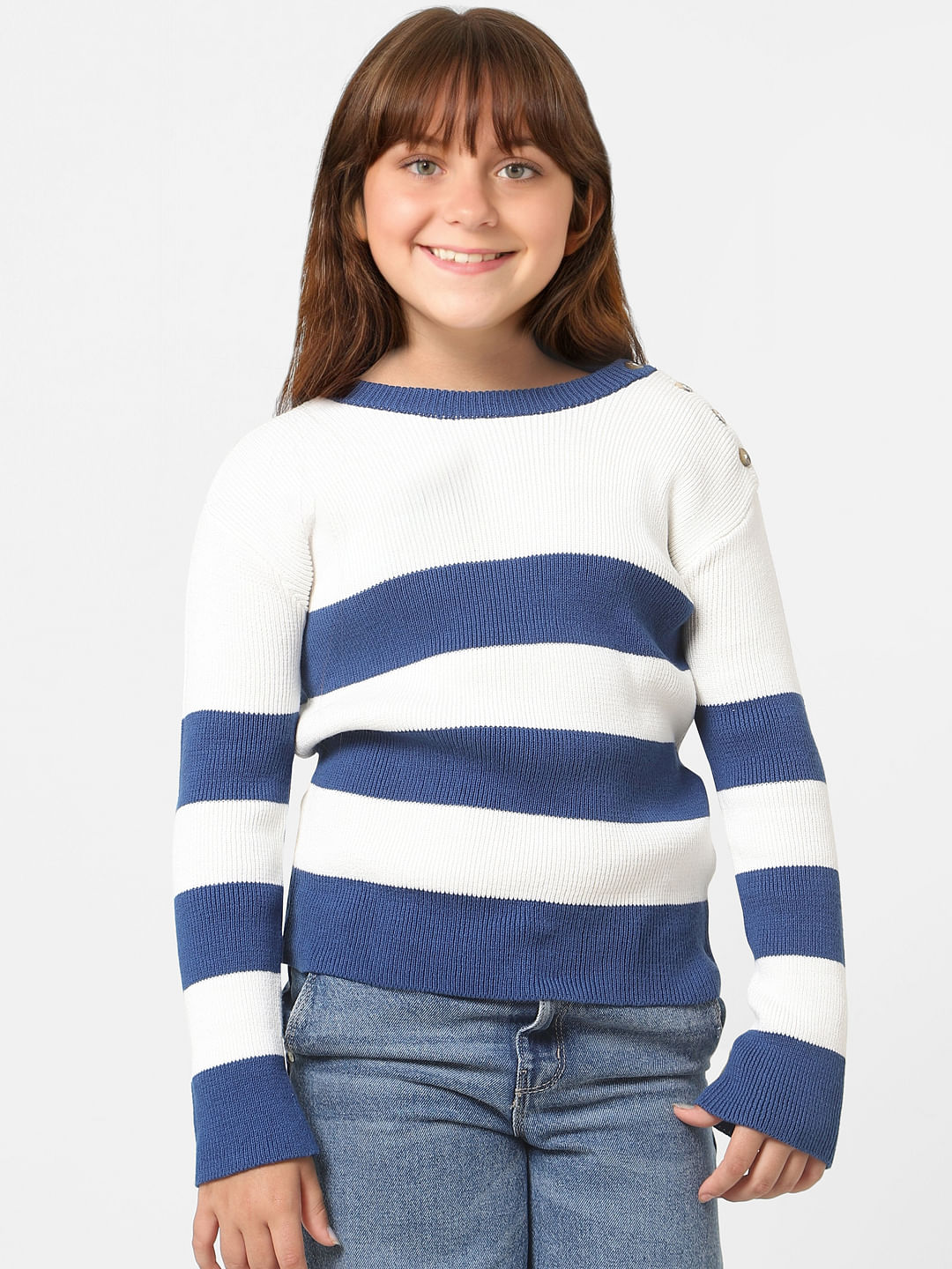 White Colourblocked Pullover