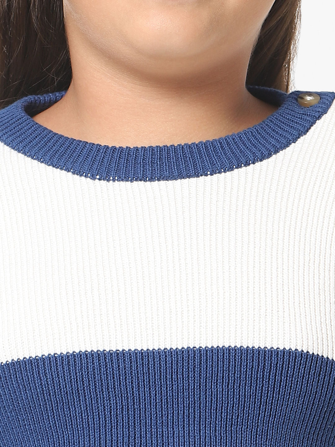 White Colourblocked Pullover