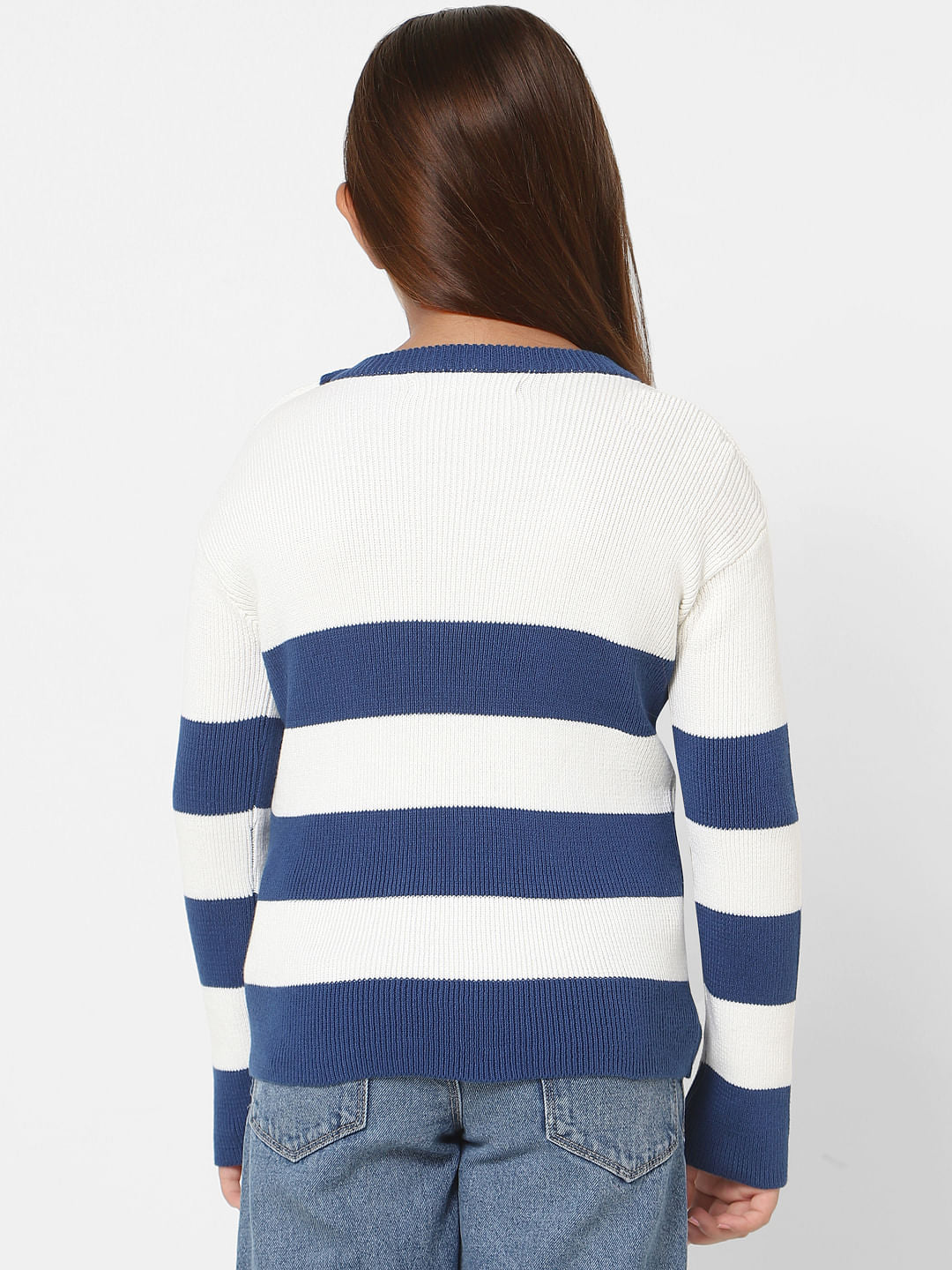White Colourblocked Pullover