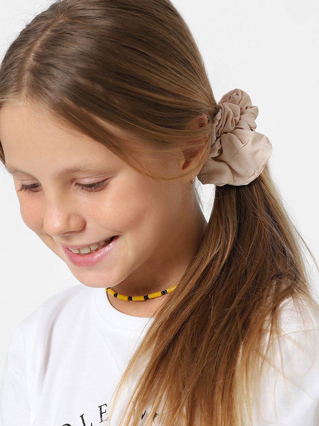 Girls Beige Hairband & Scrunchie Set