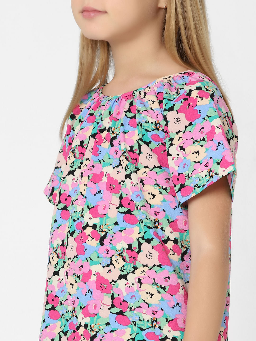 Girls Pink Floral Co-Ord Top