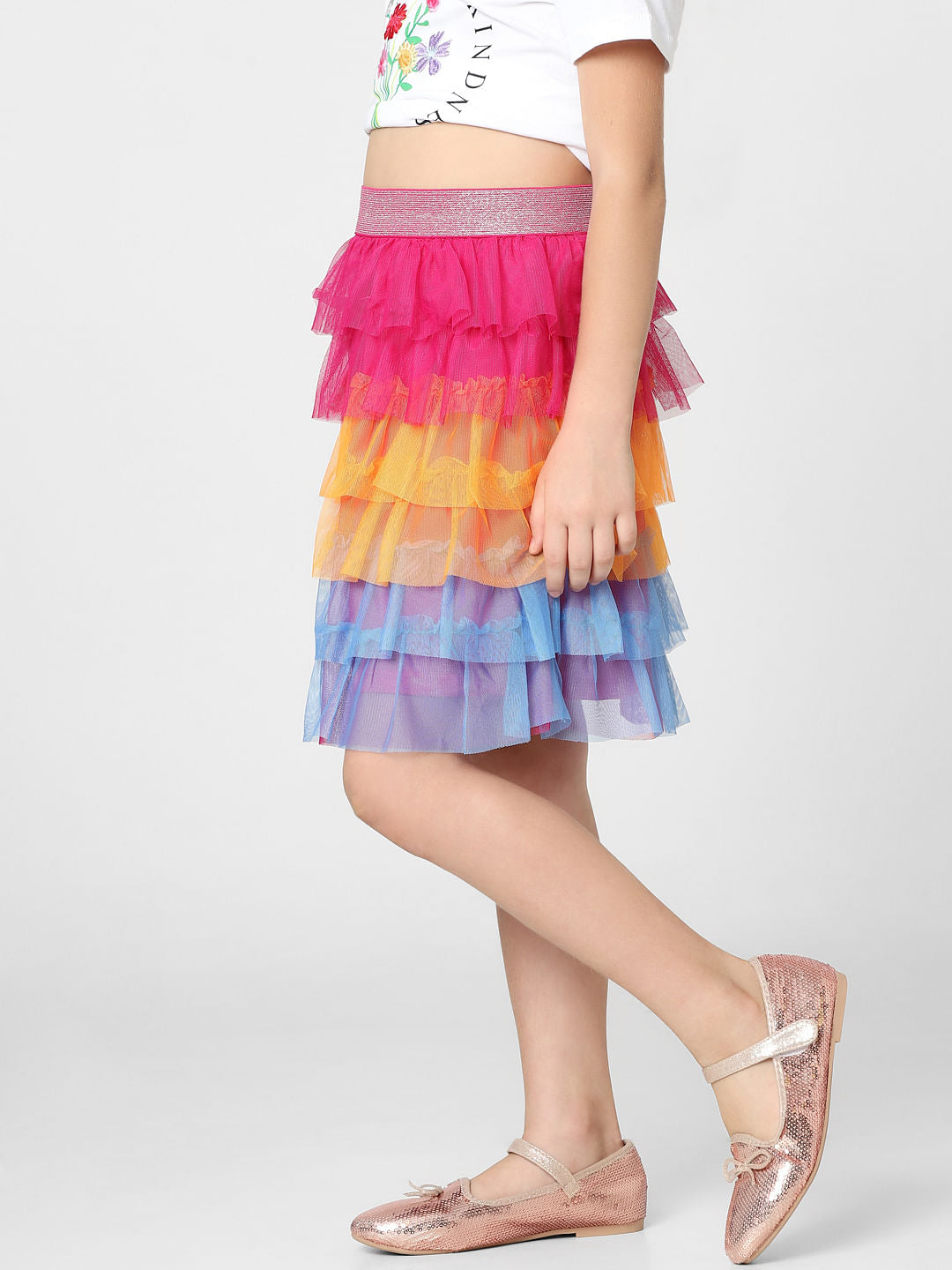 Pink Layered Tulle Short Skirt