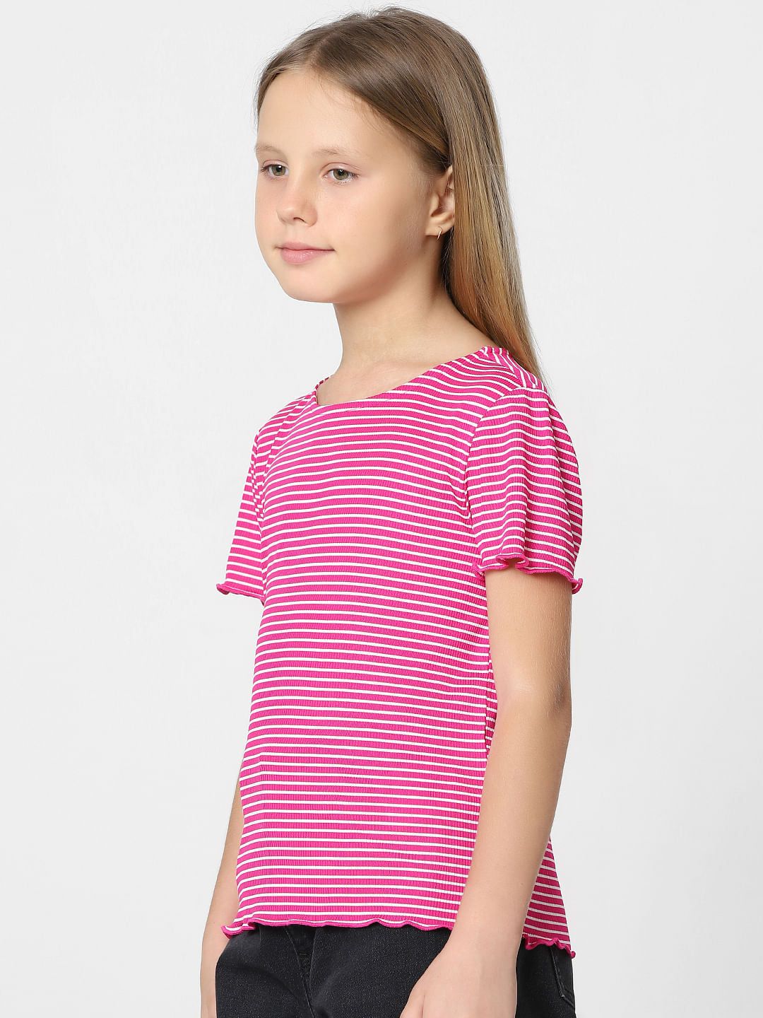 Girls Pink Striped Top