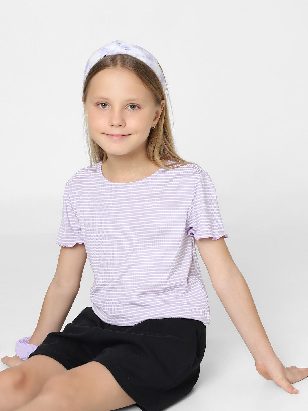 Girls Purple Striped Top