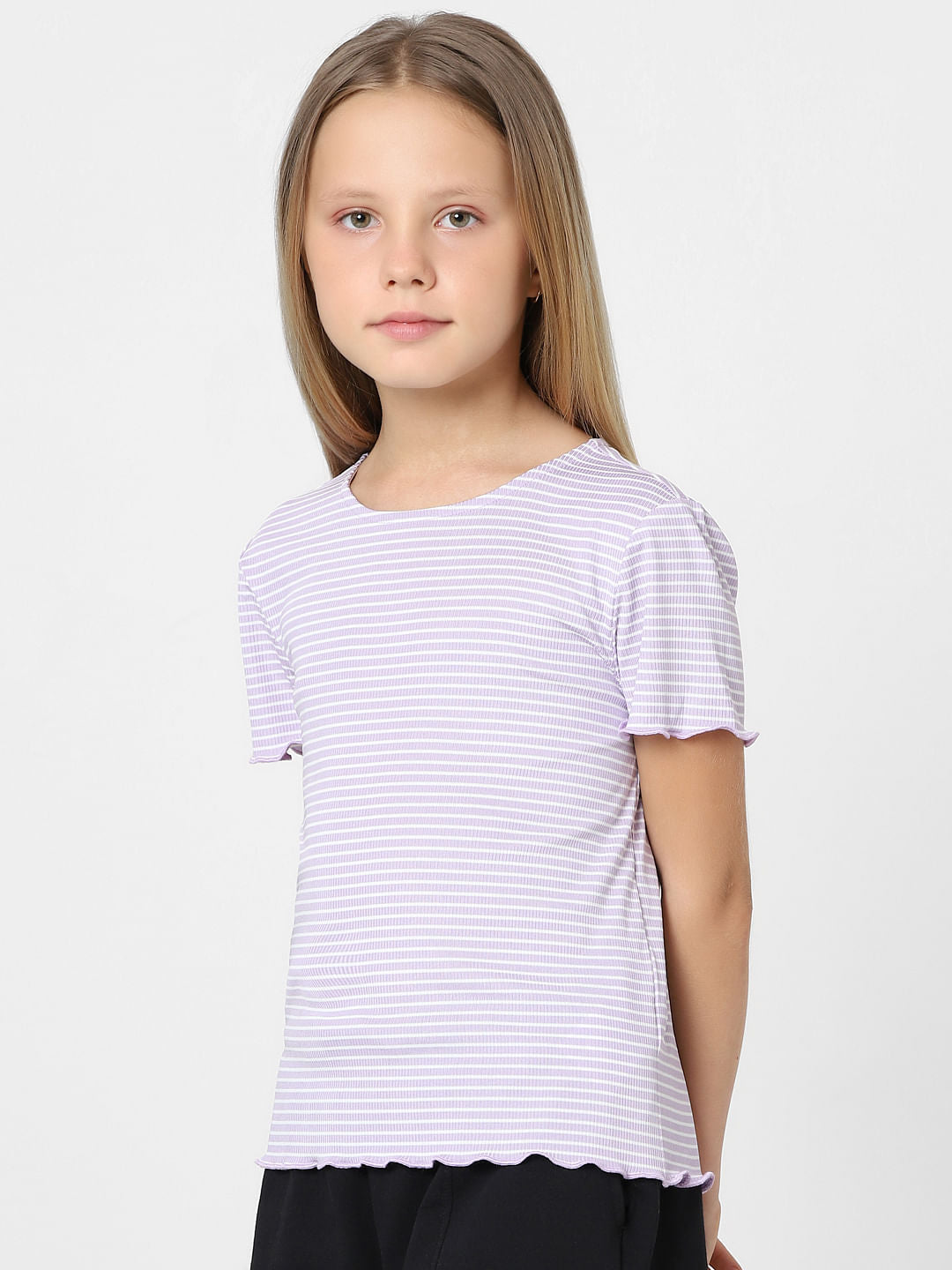 Girls Purple Striped Top