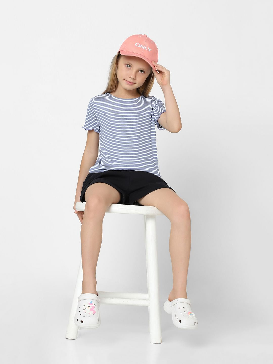 Girls Blue Striped Top