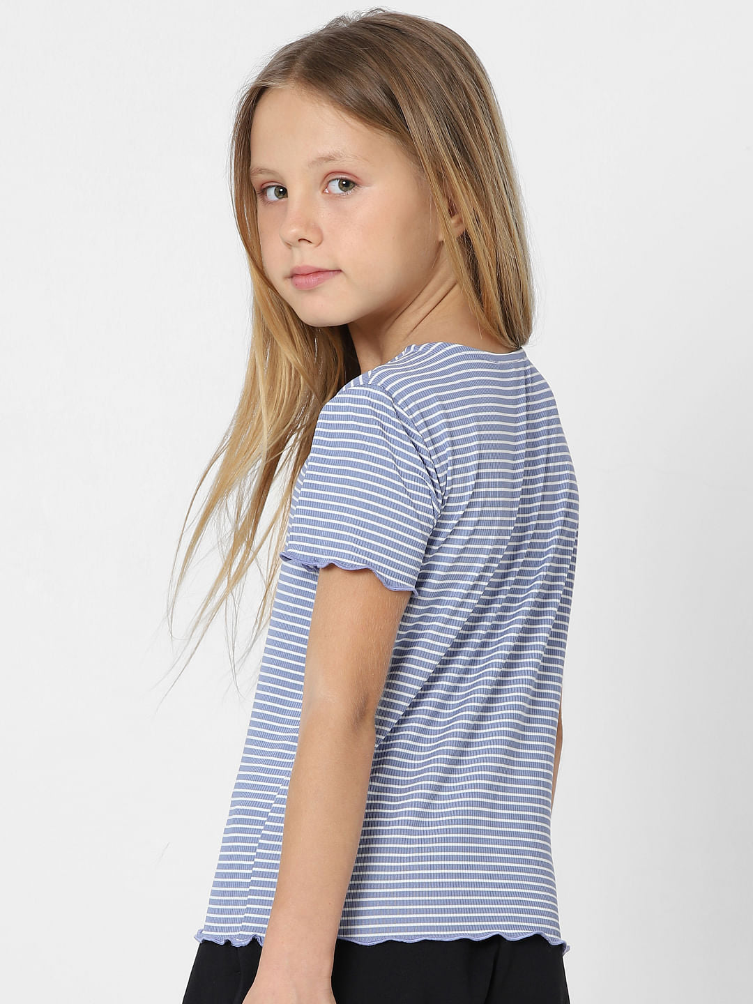 Girls Blue Striped Top