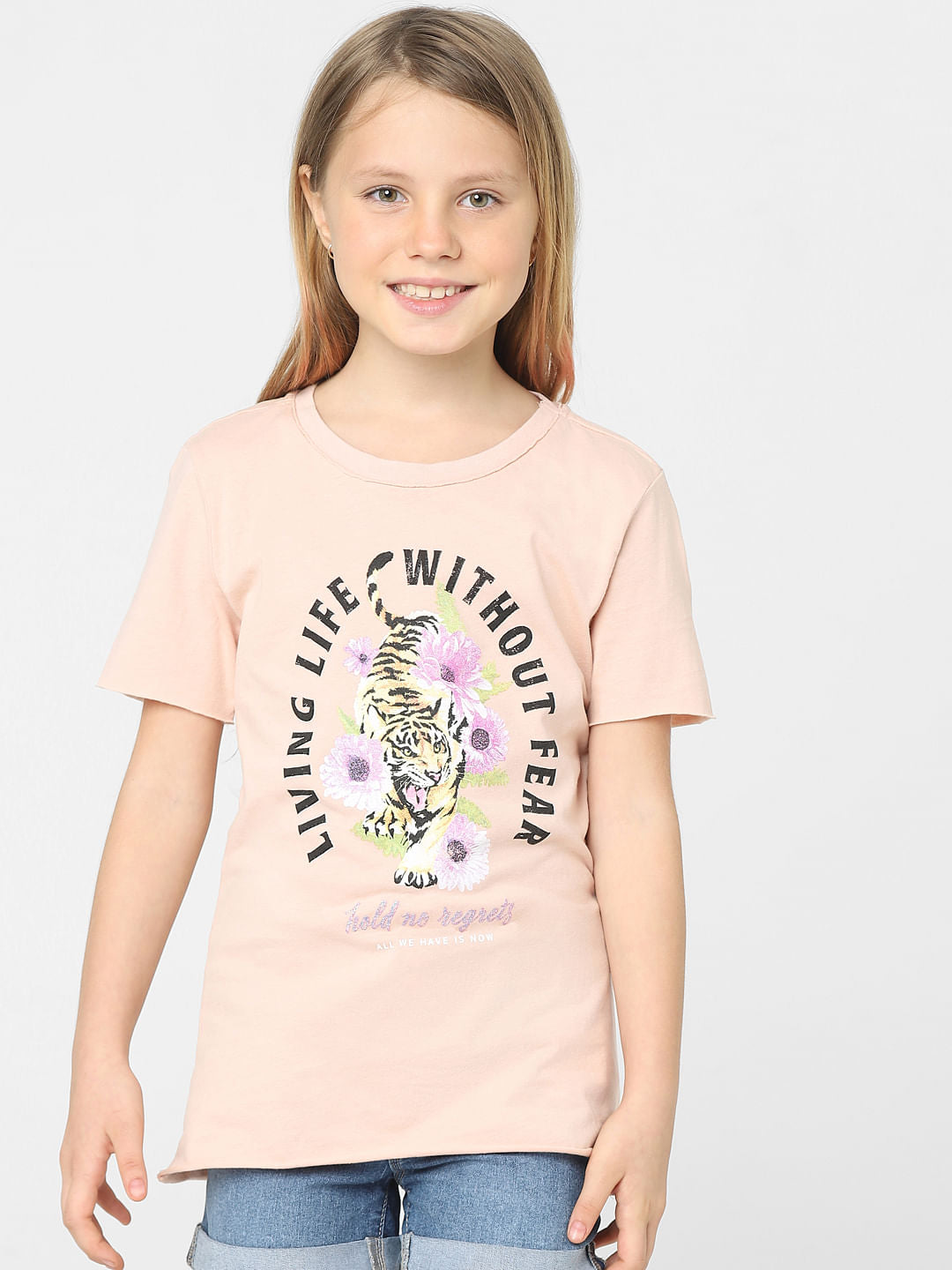 Girls Pink Graphic Print T-Shirt