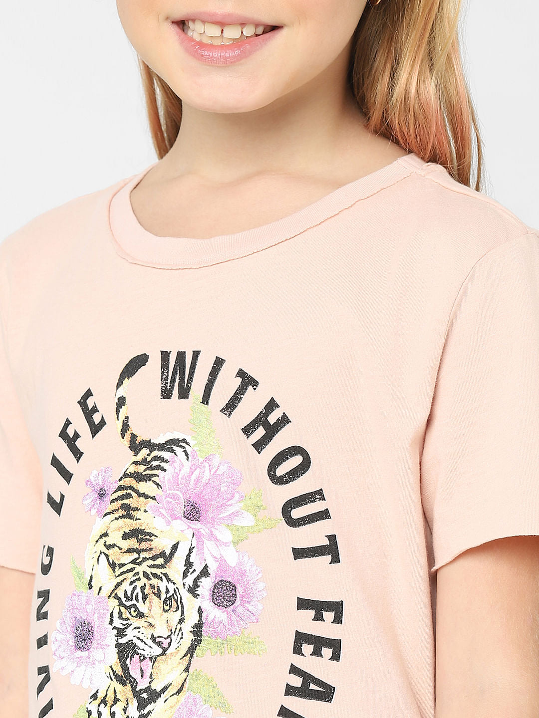 Girls Pink Graphic Print T-Shirt