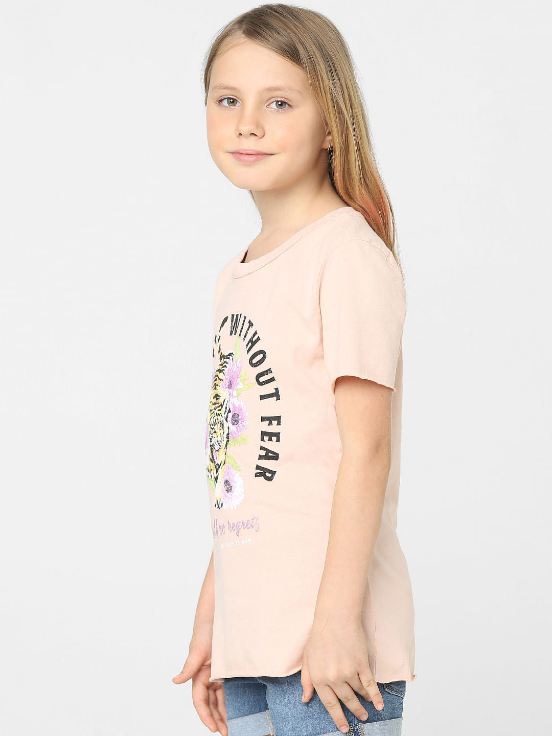 Girls Pink Graphic Print T-Shirt