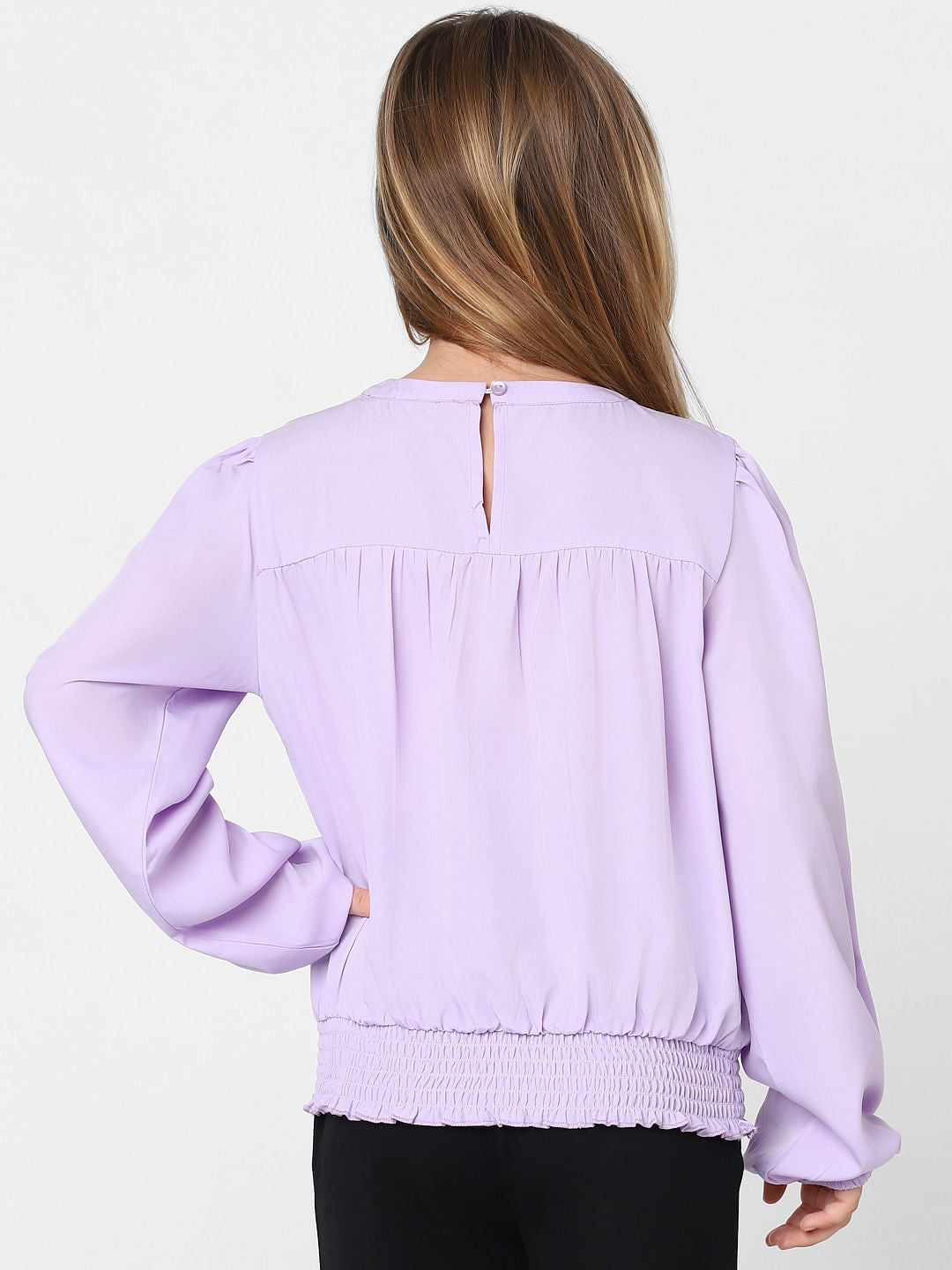 Girls Purple Embroidered Smocked Top