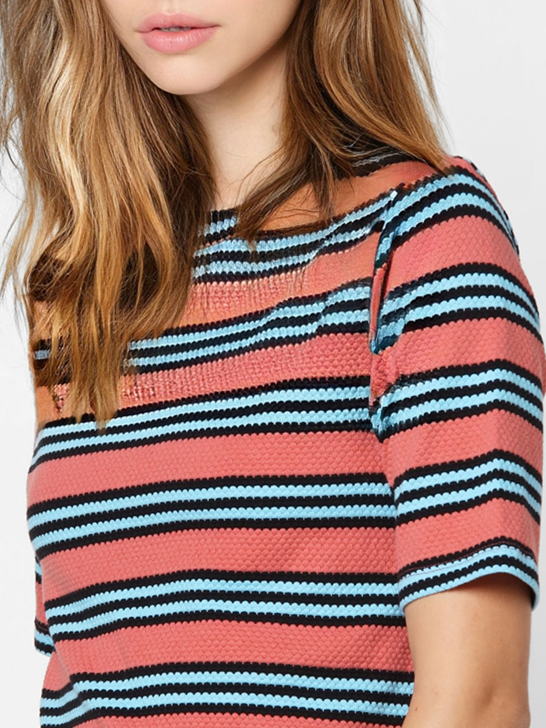 Peach Striped Knit Top