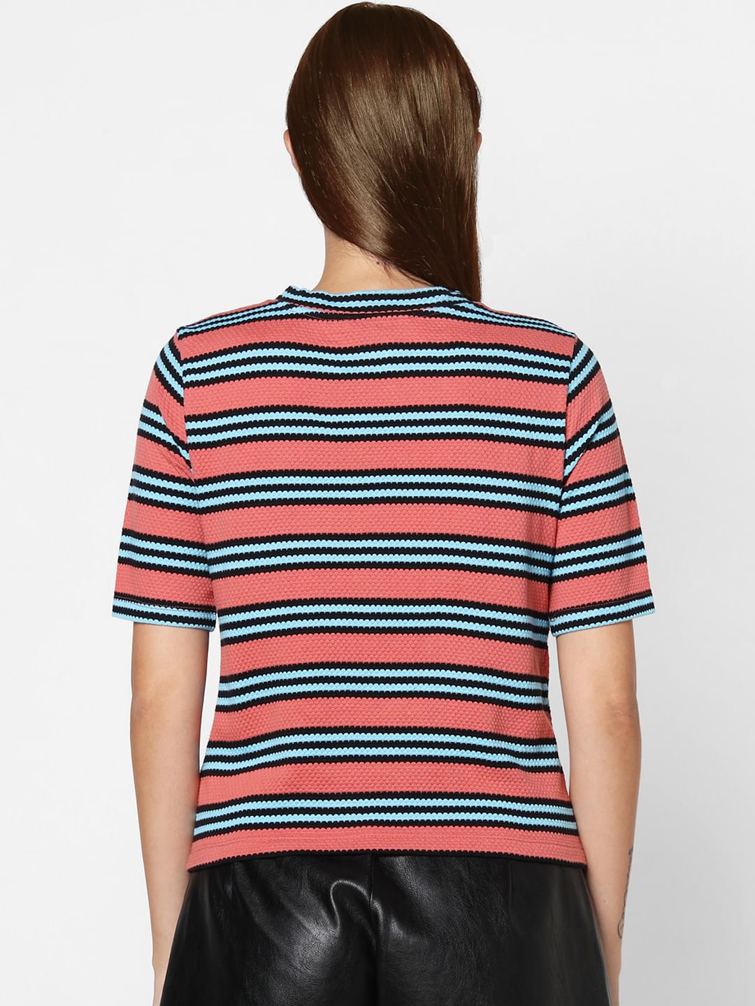 Peach Striped Knit Top