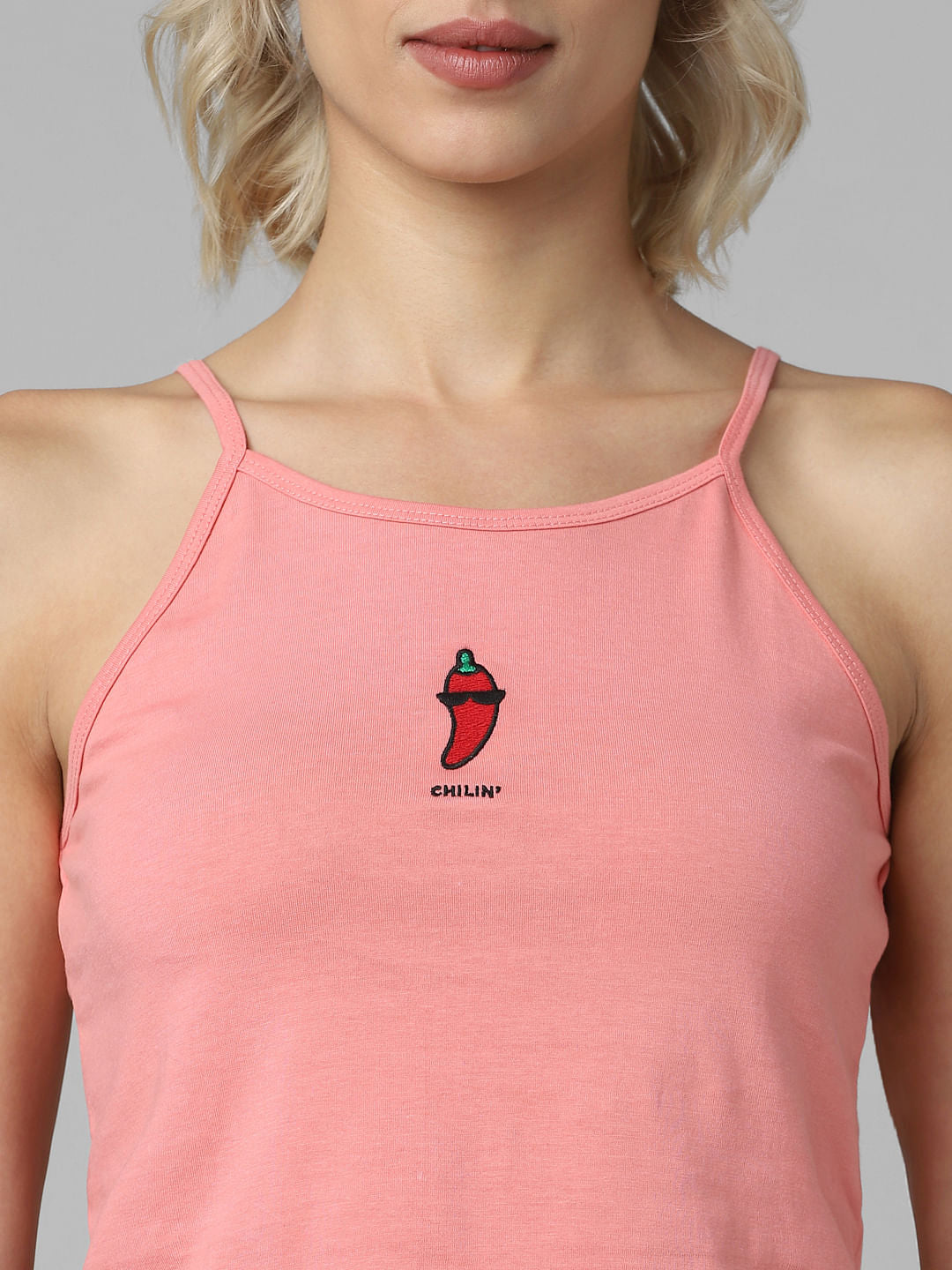 Pink Graphic Print Singlet