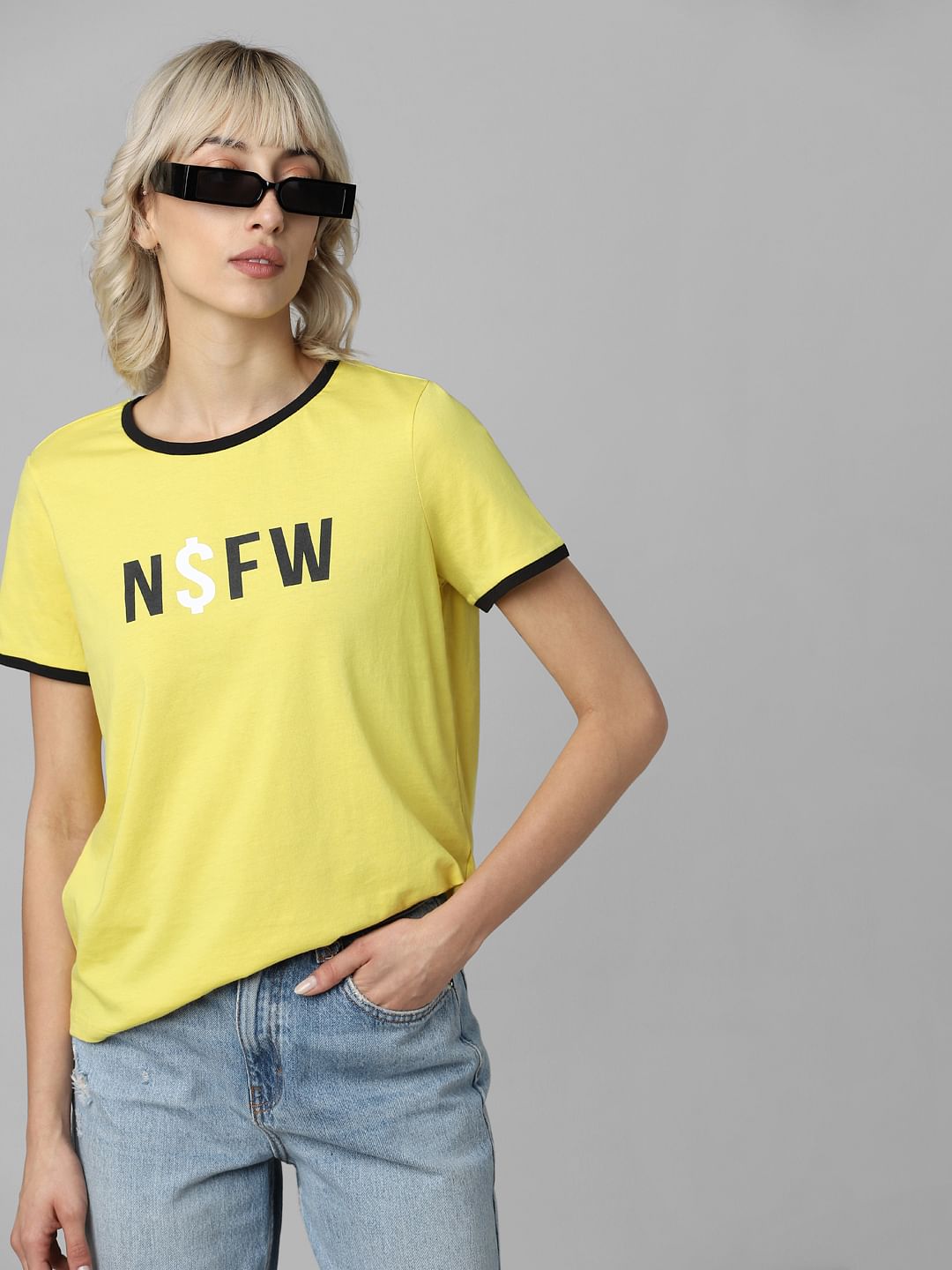 Yellow Nsfw Print T-Shirt
