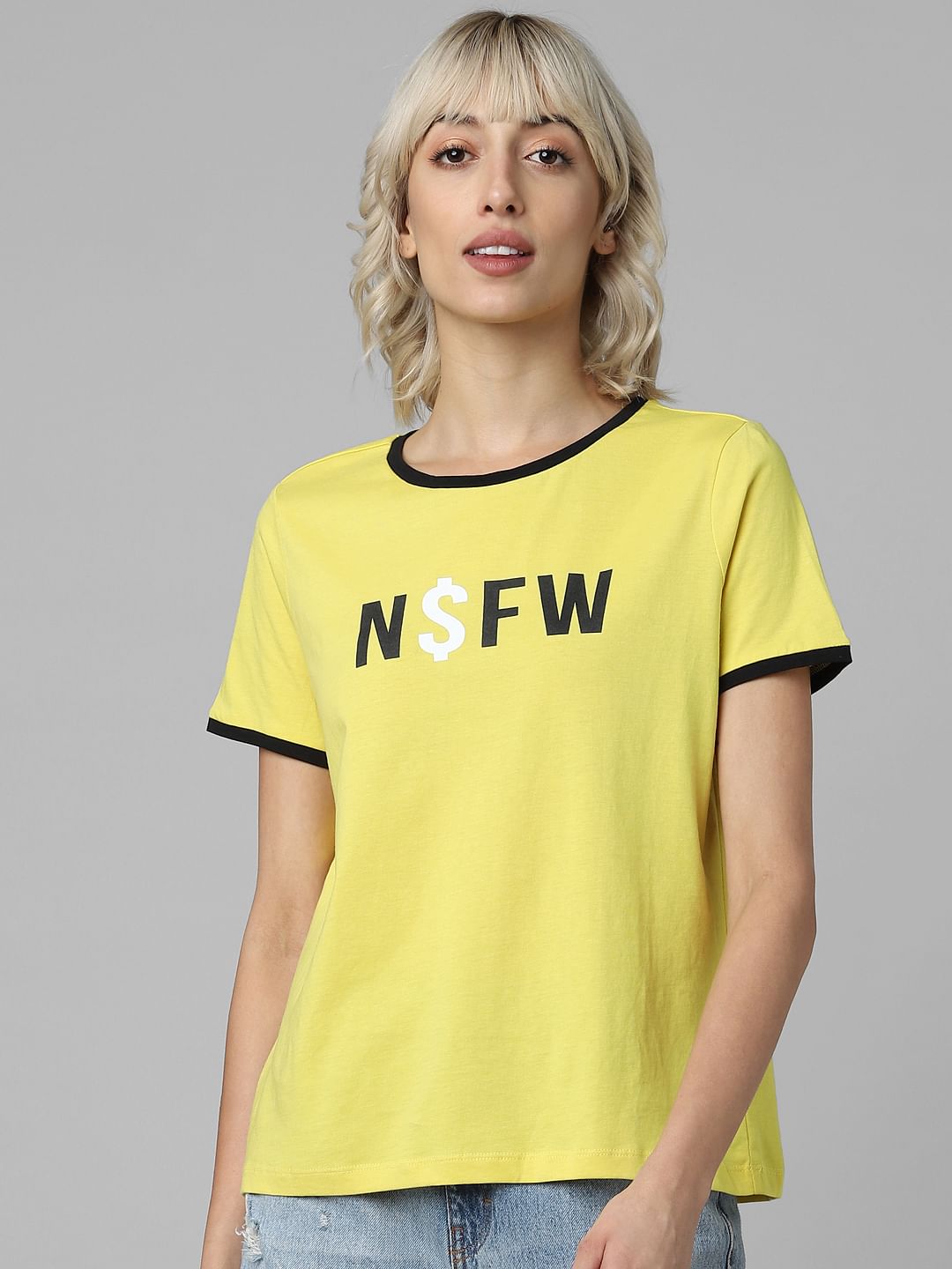 Yellow Nsfw Print T-Shirt