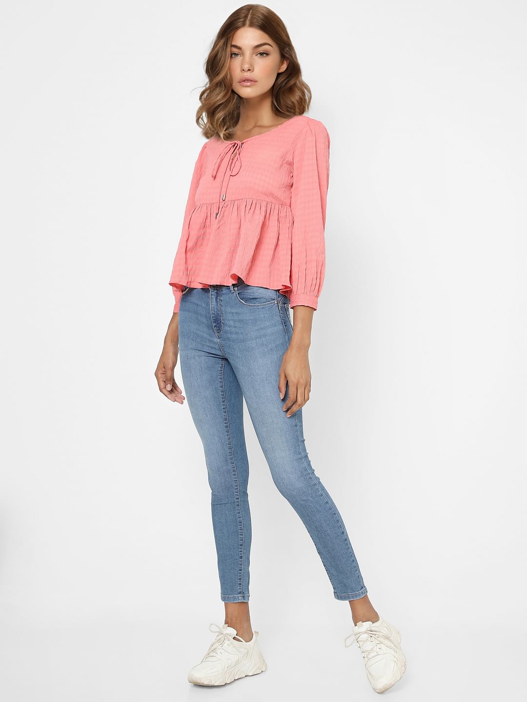 Pink Peplum Crop Top