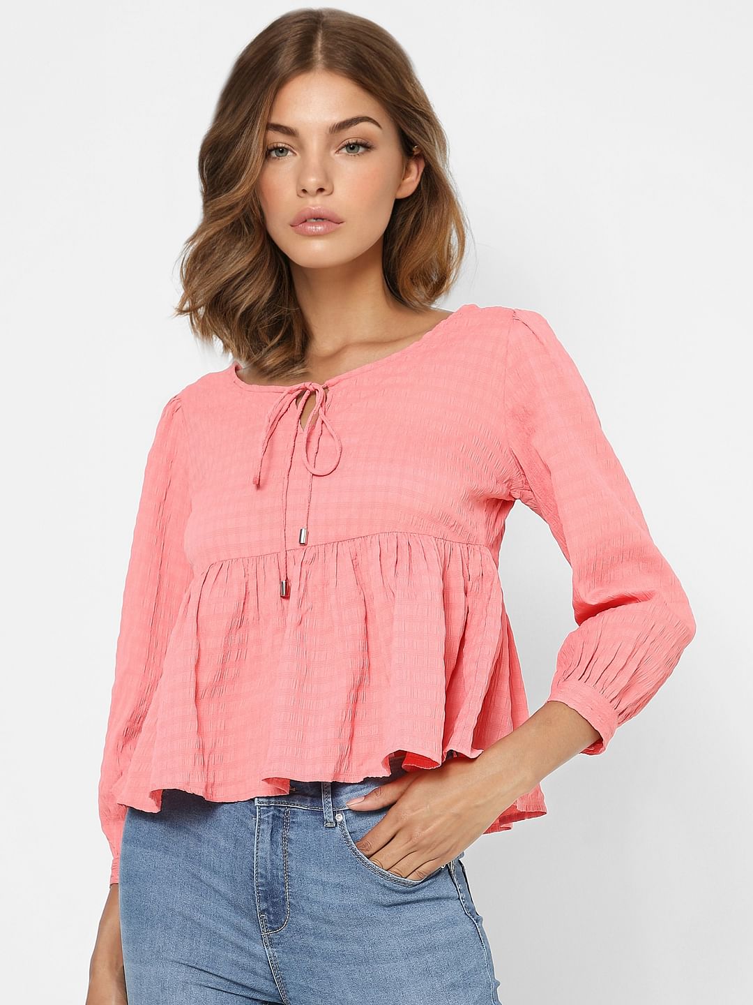 Pink Peplum Crop Top