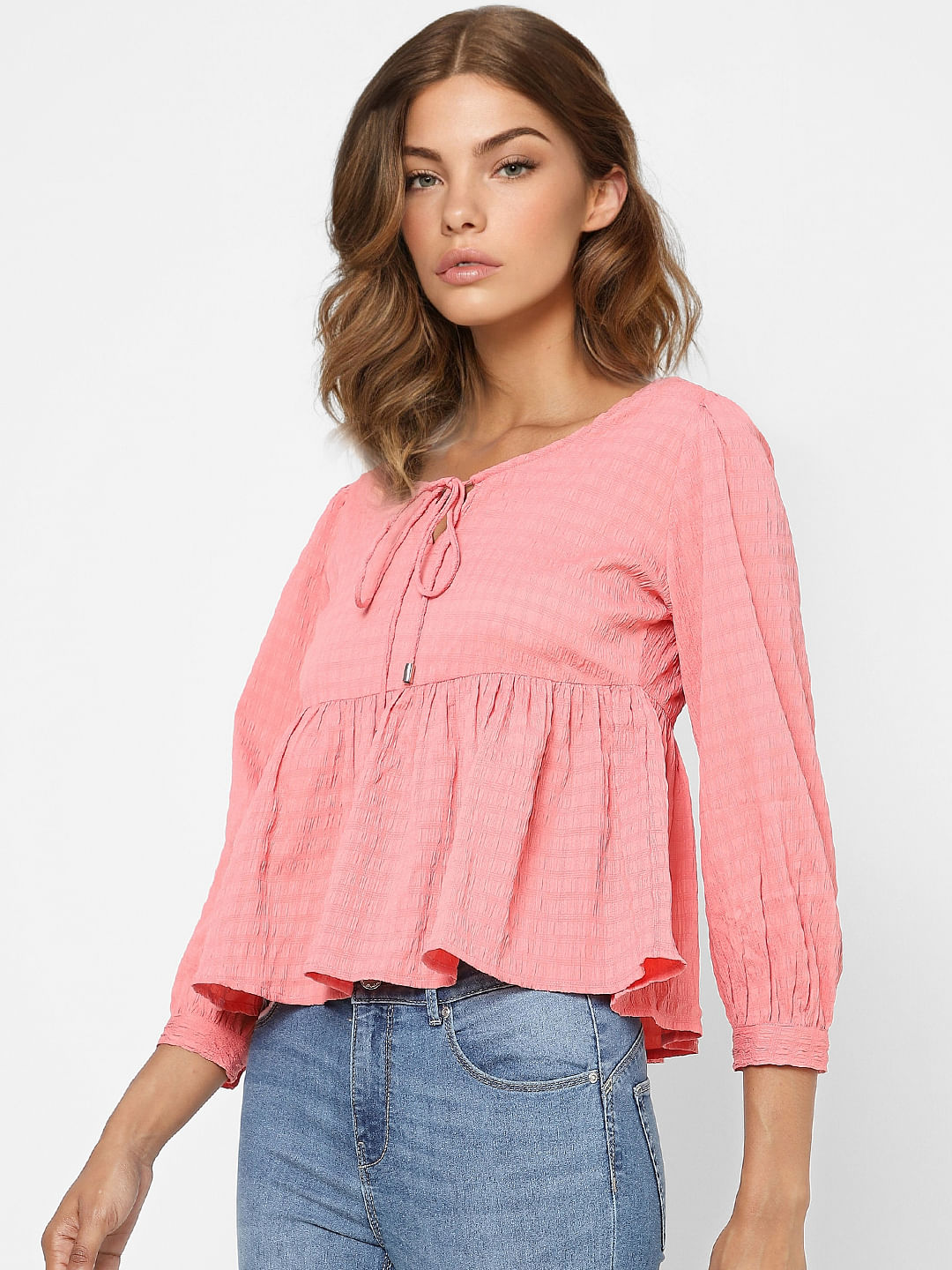 Pink Peplum Crop Top