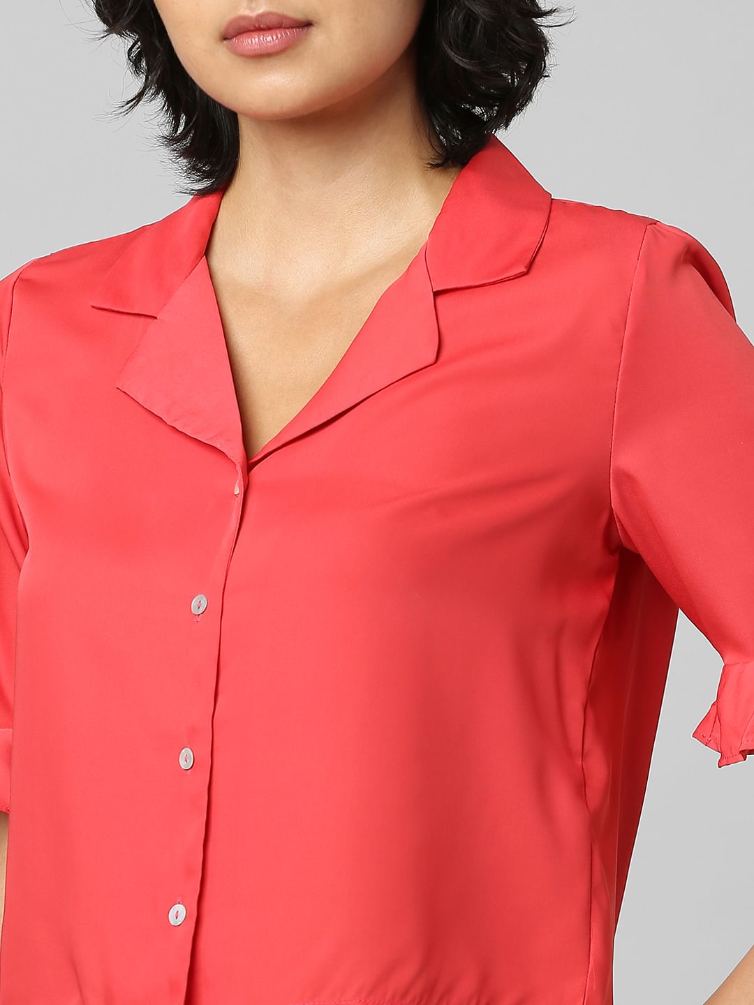 Red Satin Resort Shirt