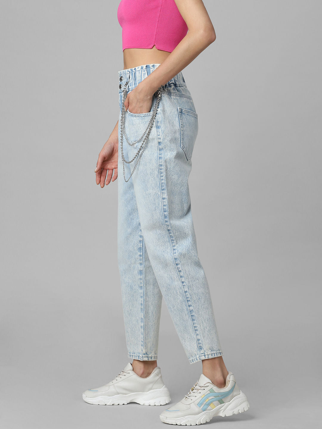 Blue High Rise Carrot Fit Jeans