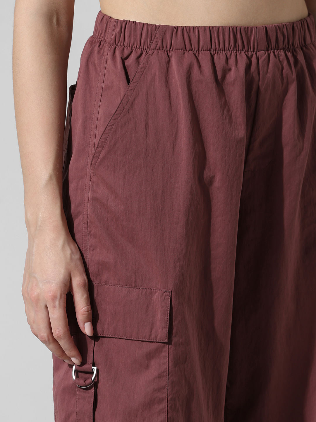 Brown High Rise Parachute Cargo Pants