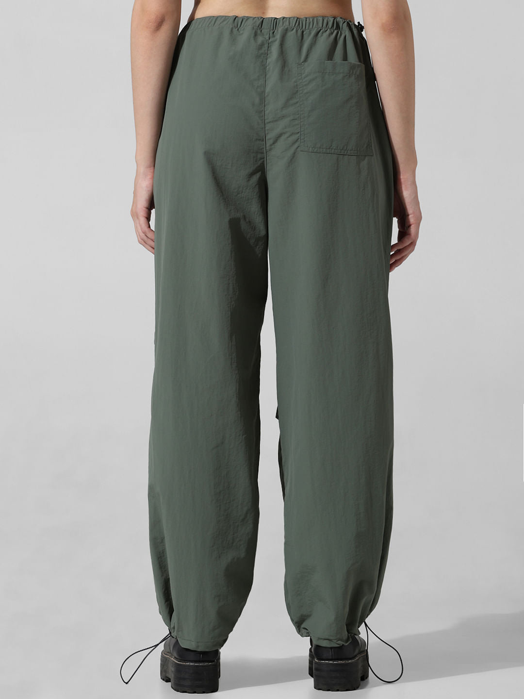 Green High Rise Parachute Pants