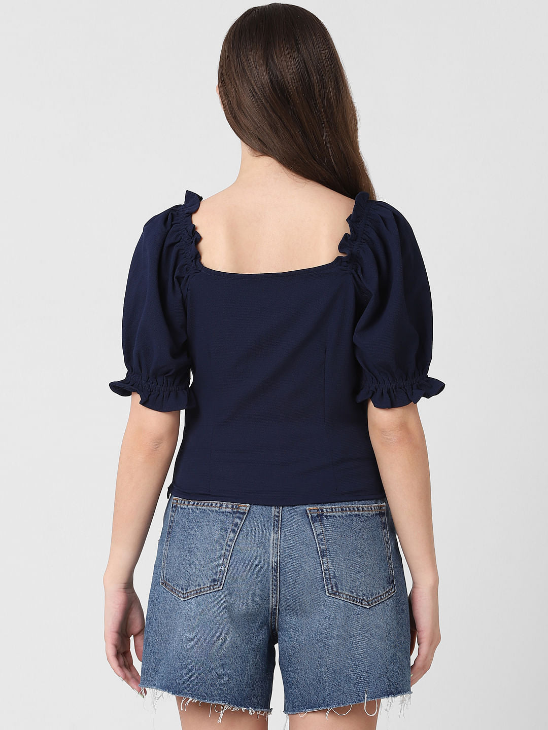 Dark Blue Ruched Top
