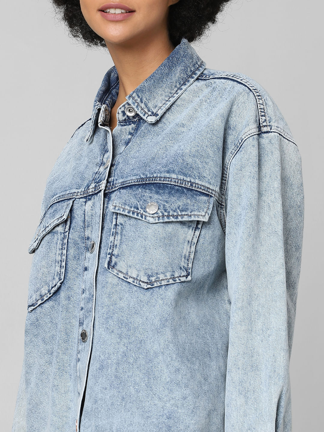 Blue Washed Oversized Denim Shirt