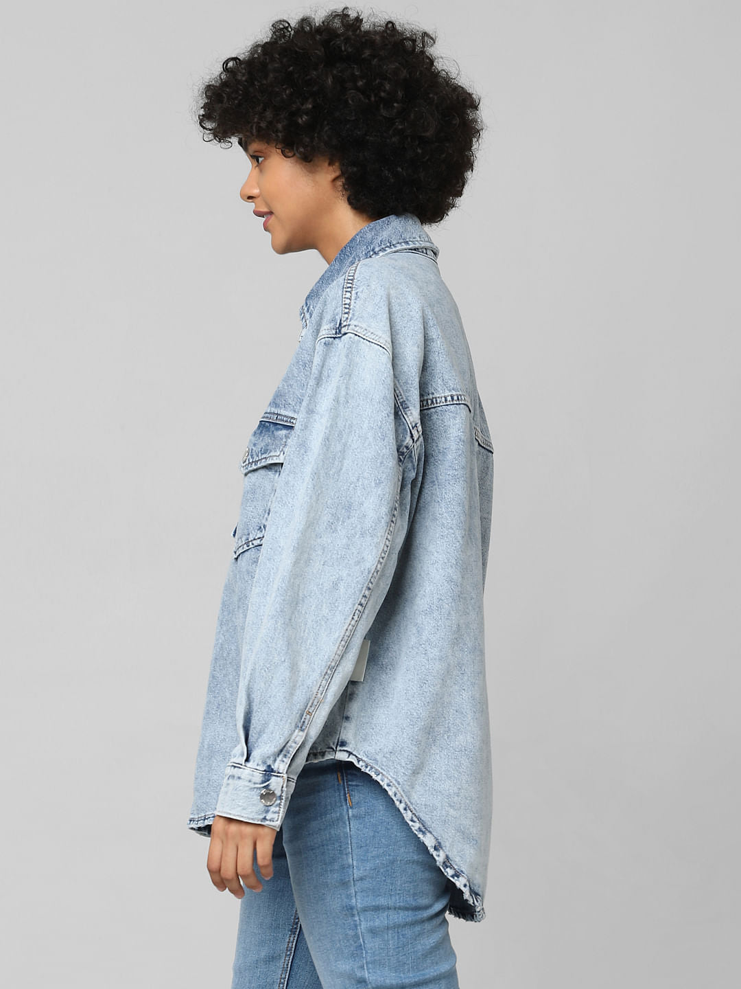 Blue Washed Oversized Denim Shirt