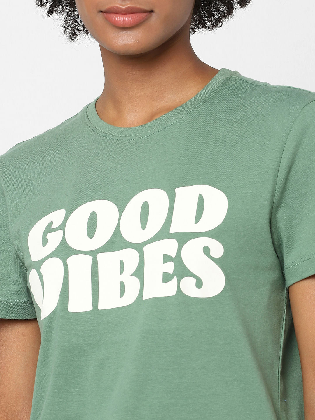 Green Text Print T-Shirt