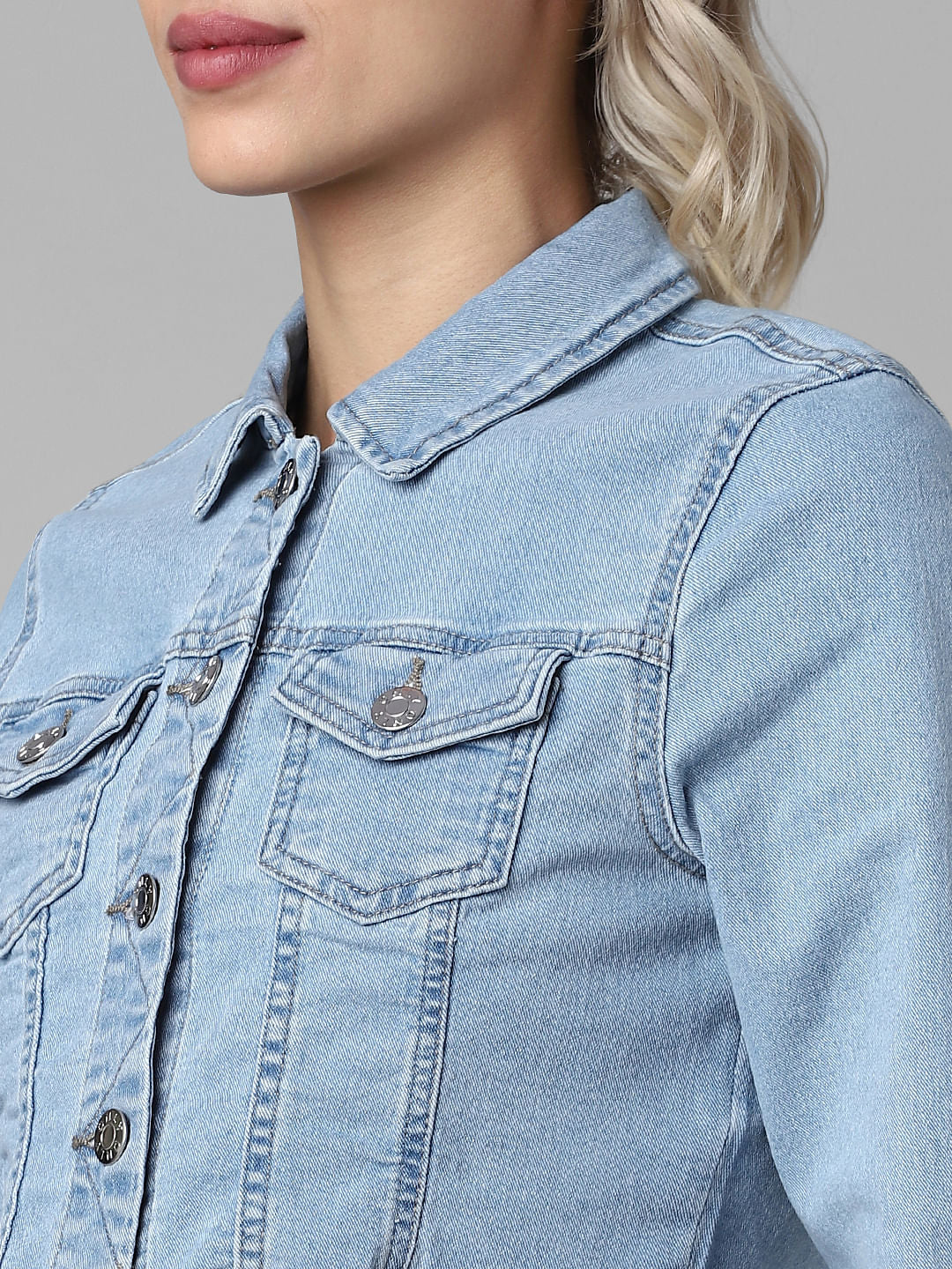 Blue Cropped Denim Jacket
