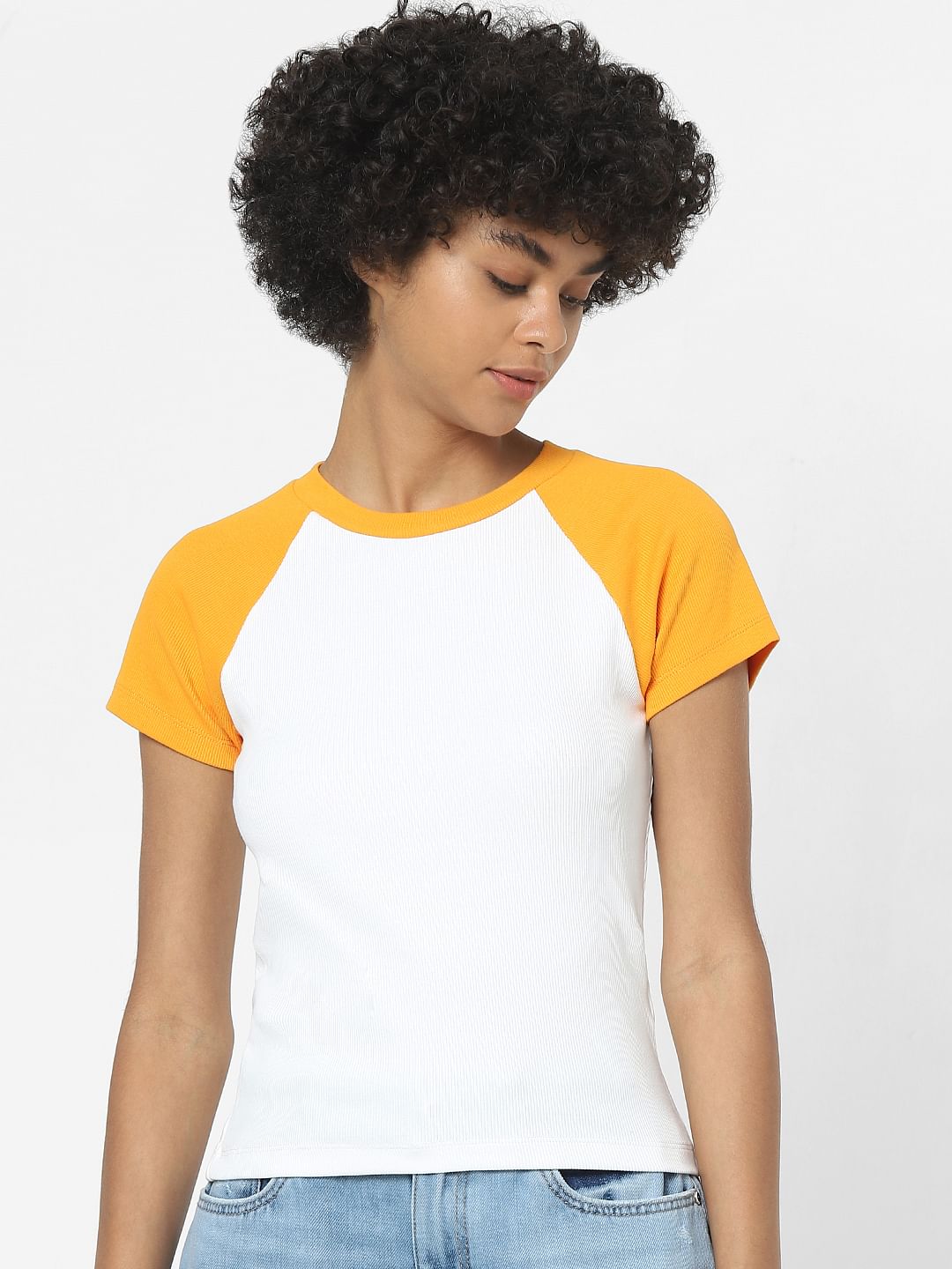 White Colourblocked T-Shirt