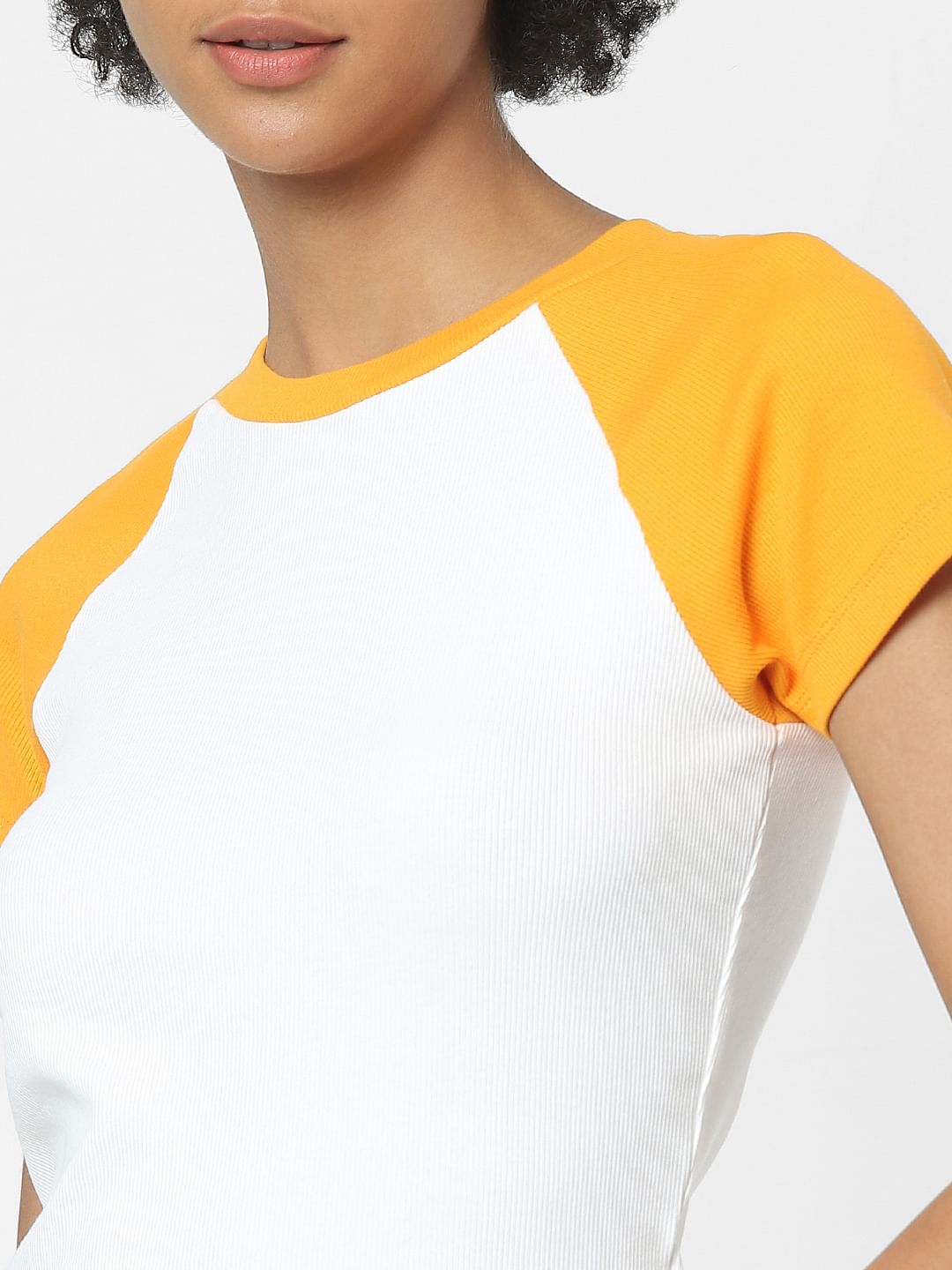 White Colourblocked T-Shirt