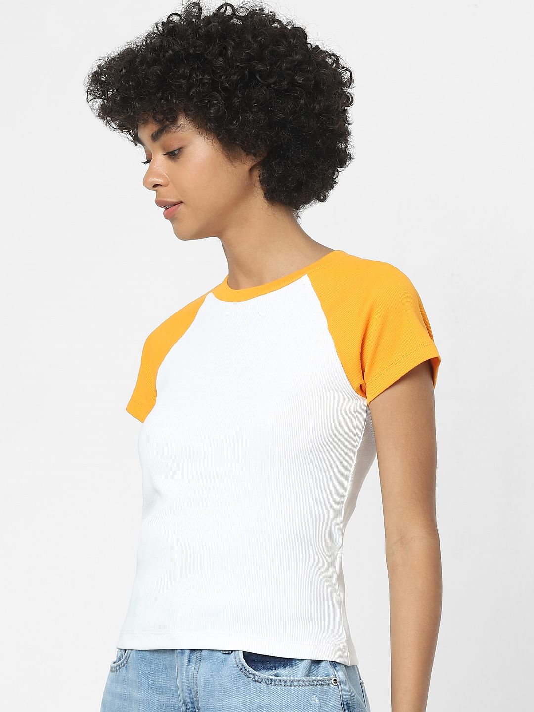 White Colourblocked T-Shirt