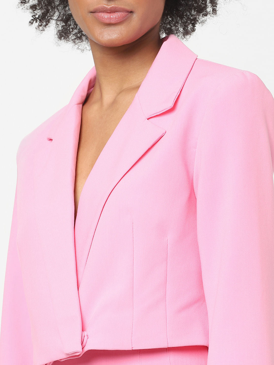 Pink Cropped Co-Ord Blazer