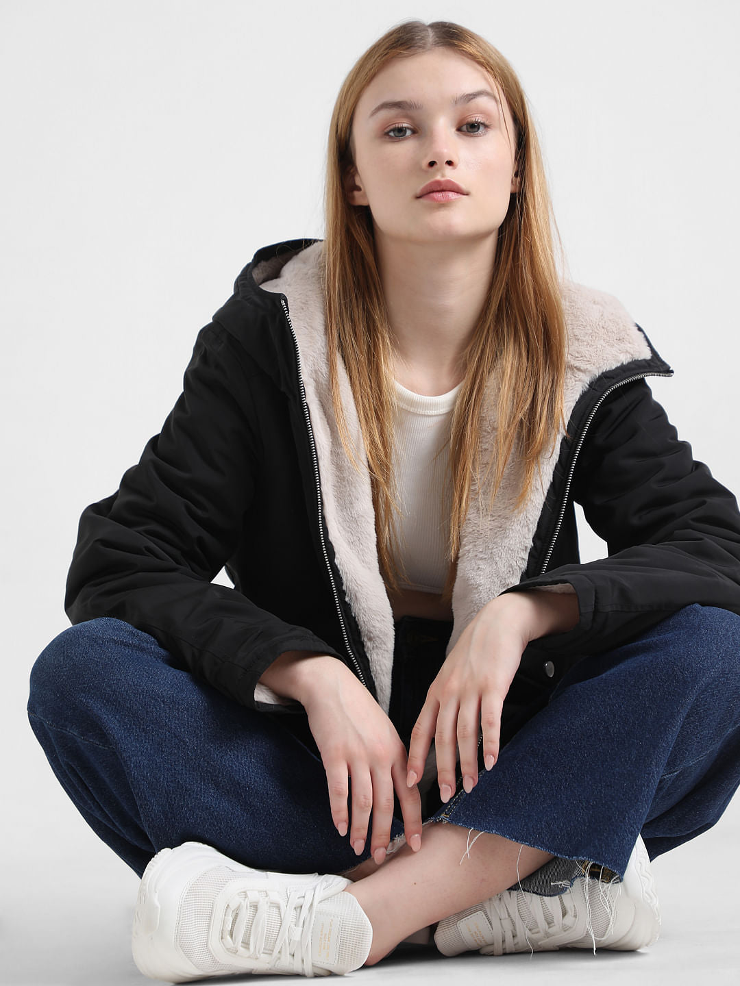 Black Reversible Hooded Winter Jacket