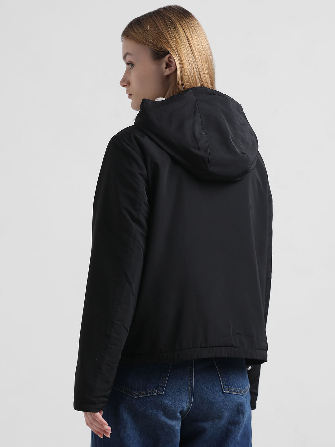 Black Reversible Hooded Winter Jacket