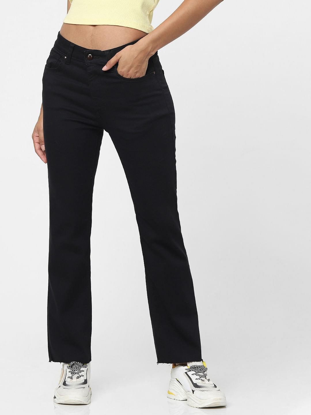 Black High Waist Flared Jeans