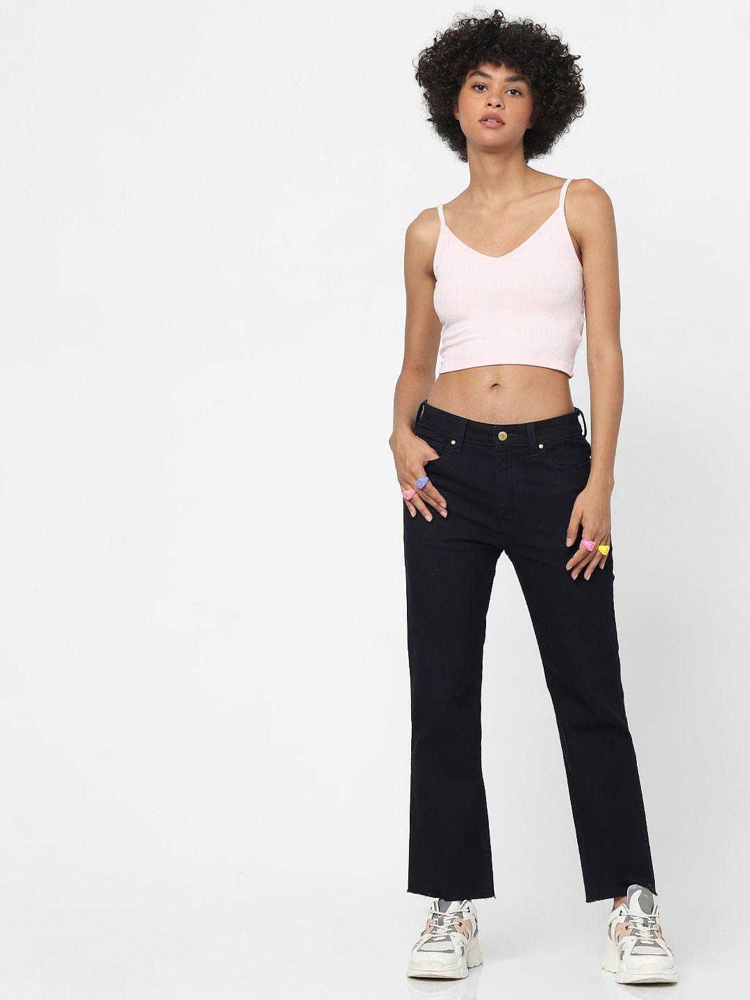 Dark Blue High Waist Flared Jeans