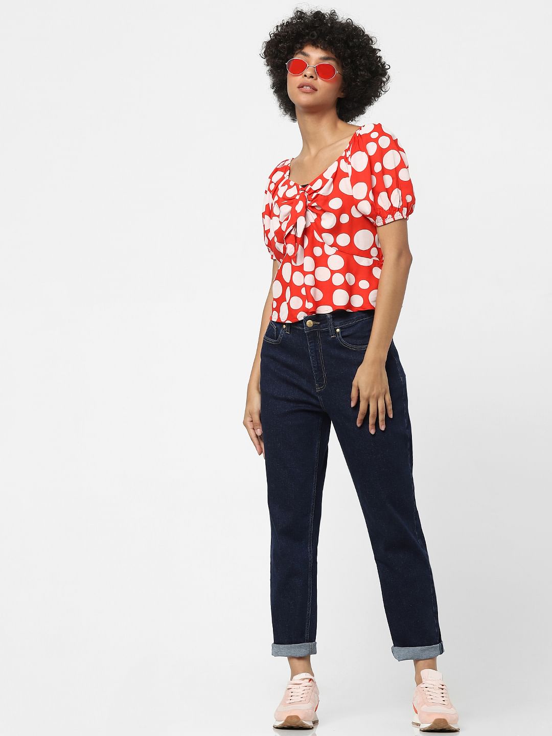 Blue High Waist Straight Jeans