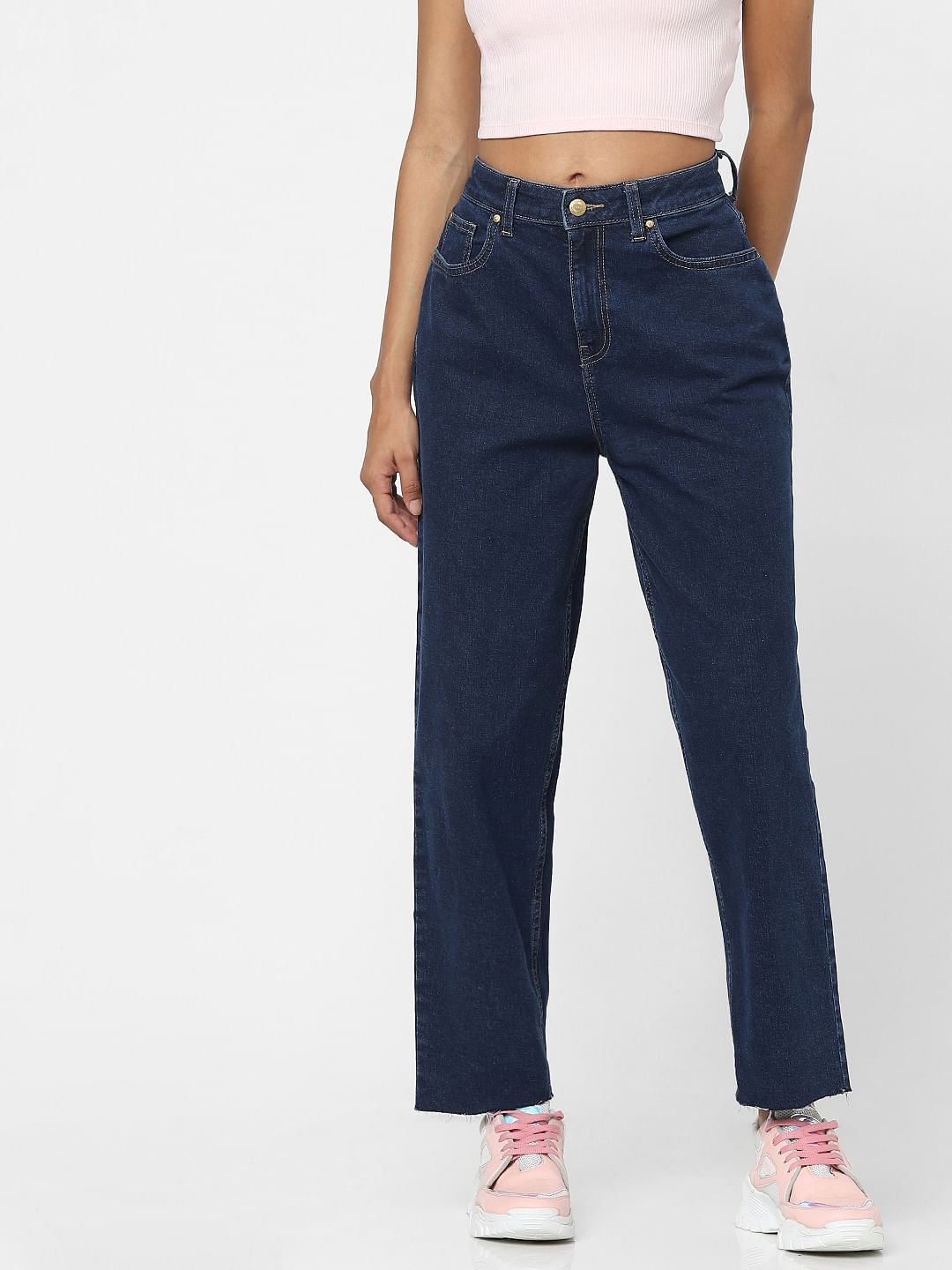 Dark Blue High Waist Mom Jeans
