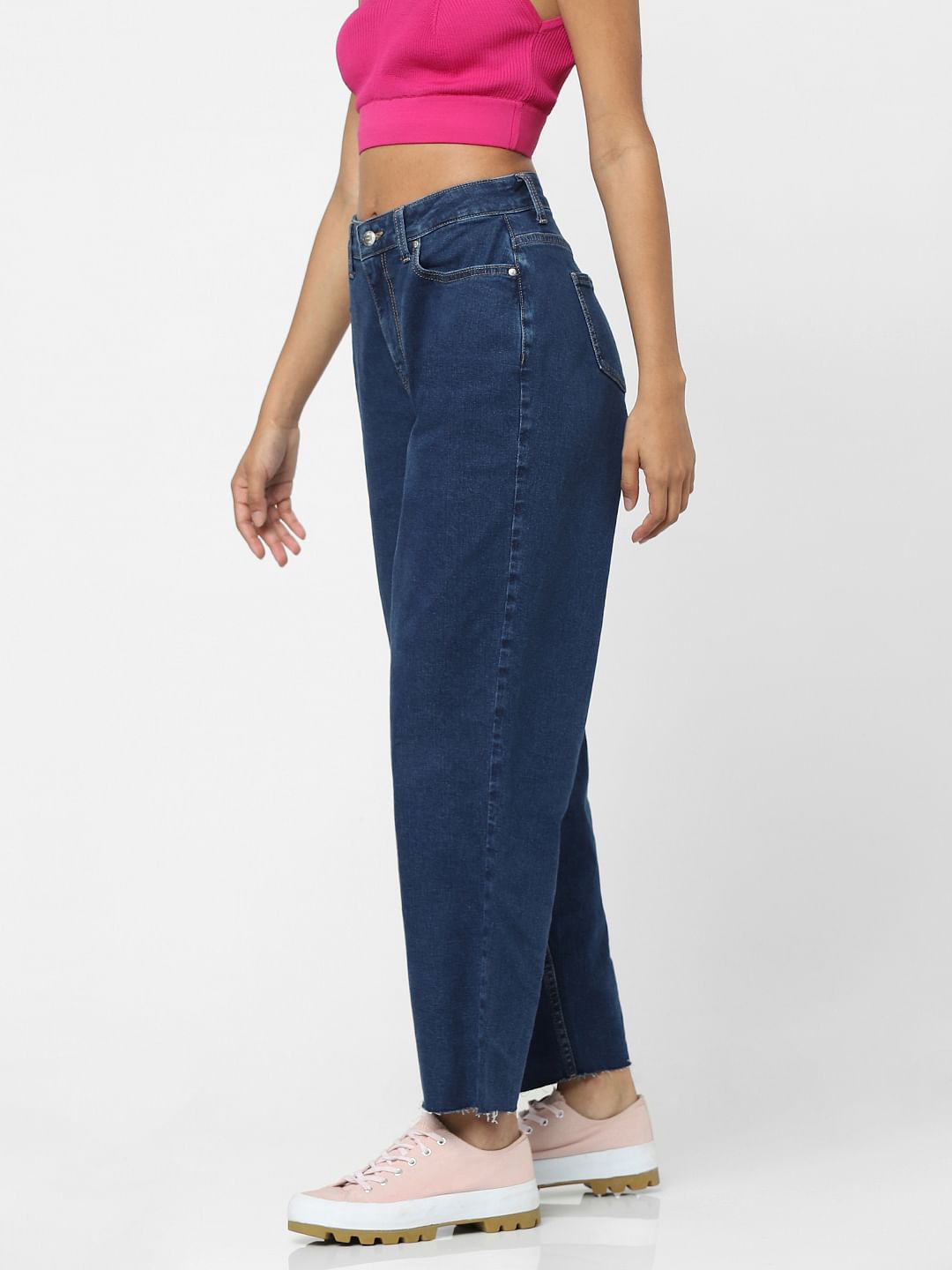 Dark Blue High Waist Mom Jeans