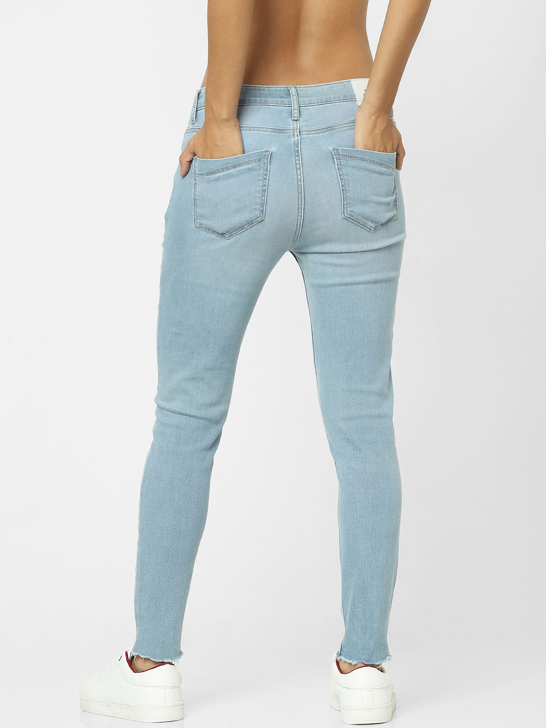 Light Blue High Waist Distressed Skinny Jeans