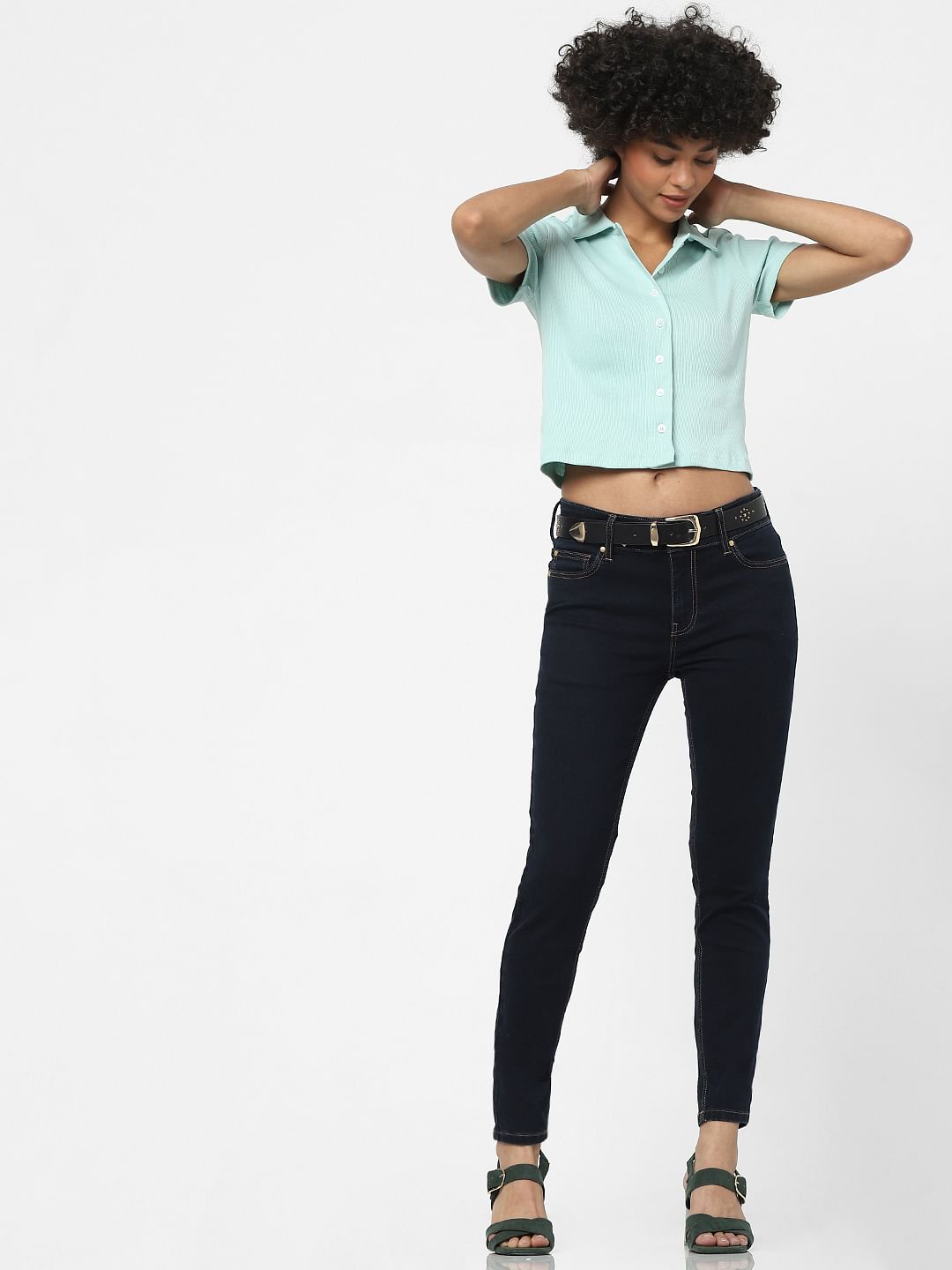Dark Blue High Waist Skinny Jeans