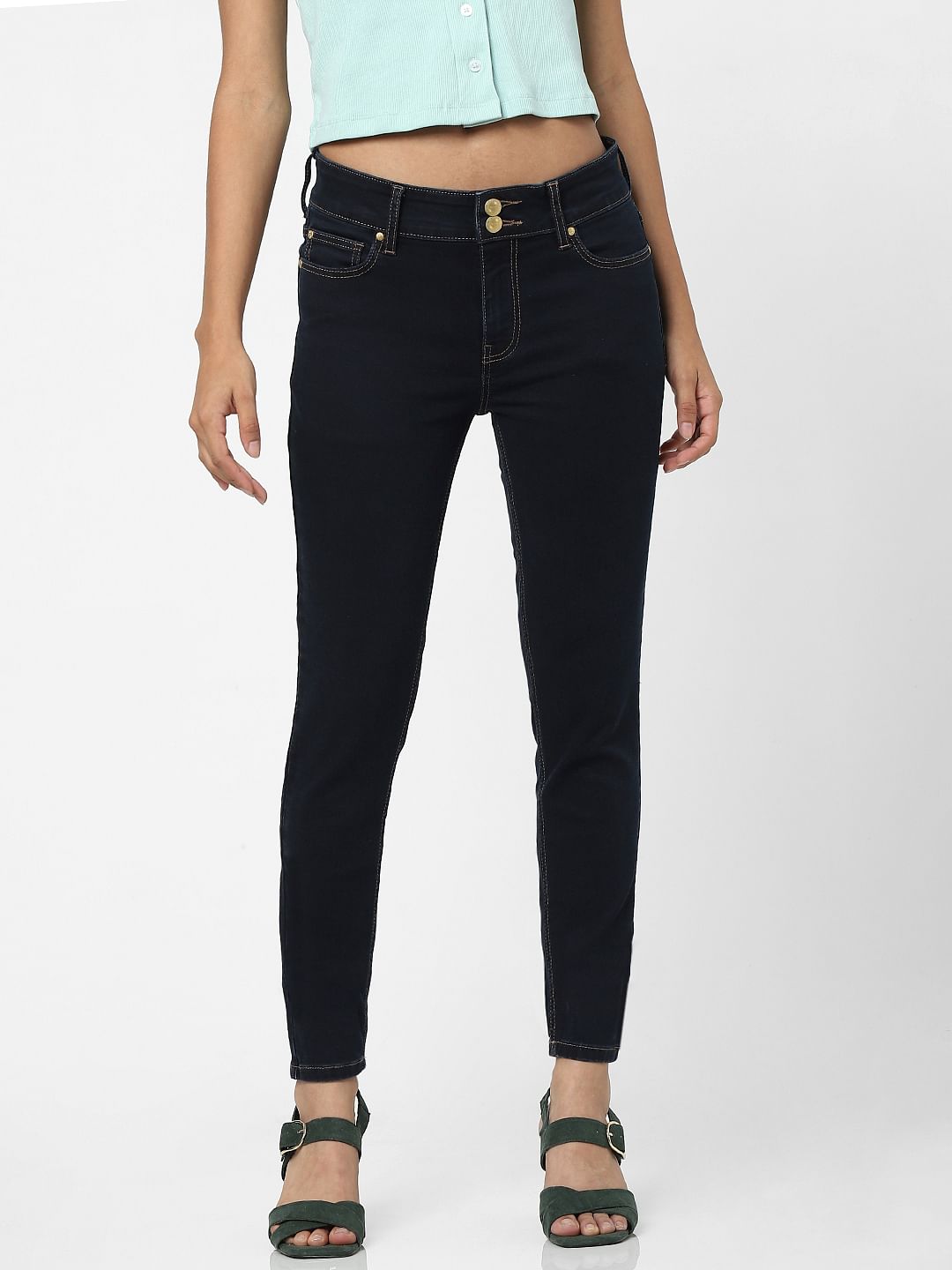 Dark Blue High Waist Skinny Jeans