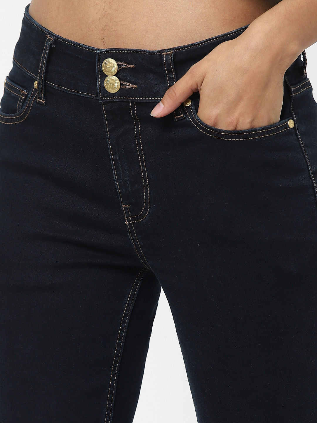 Dark Blue High Waist Skinny Jeans
