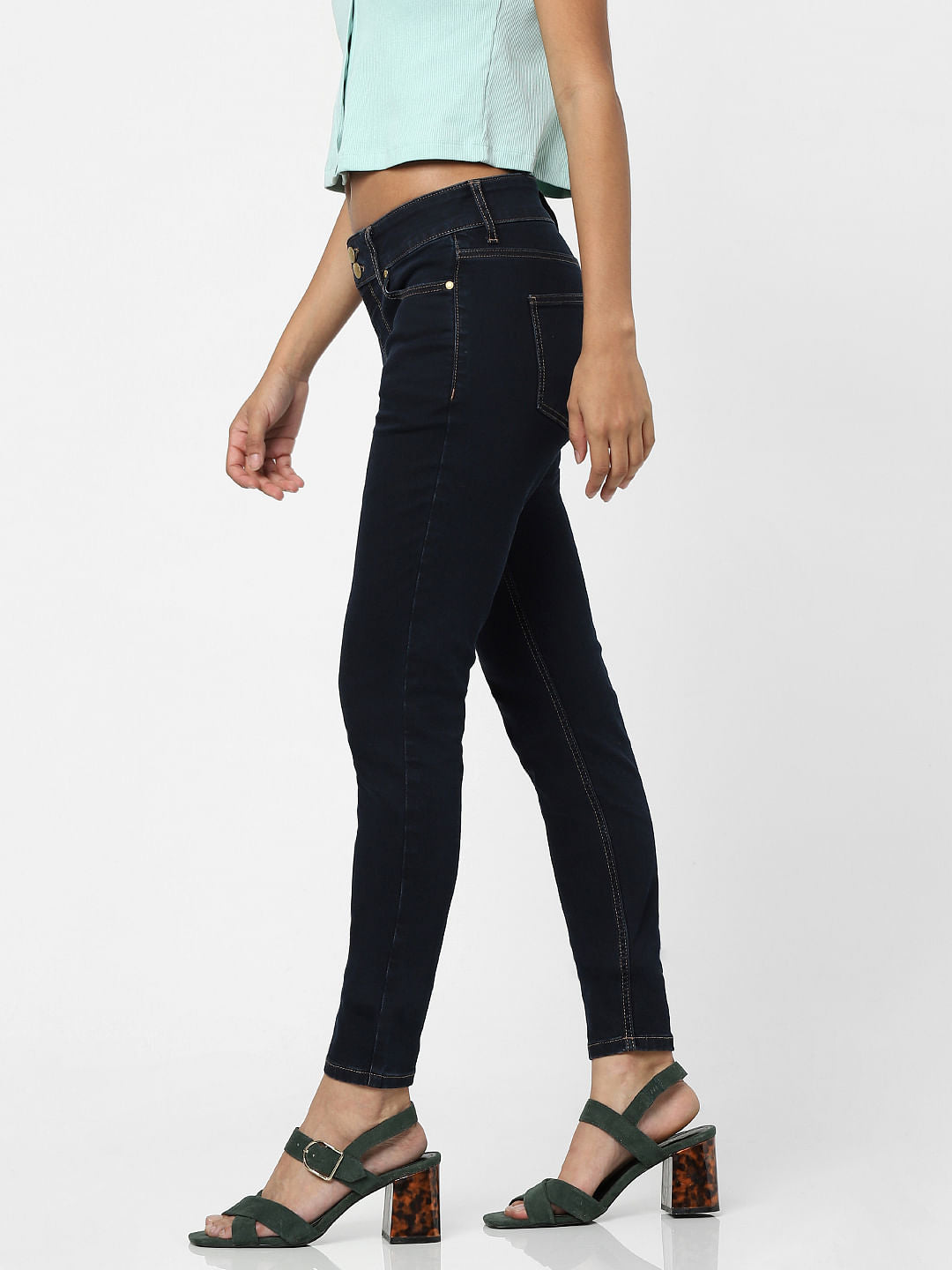 Dark Blue High Waist Skinny Jeans