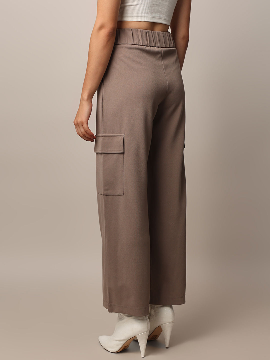 Brown Pull-On Cargo Pants