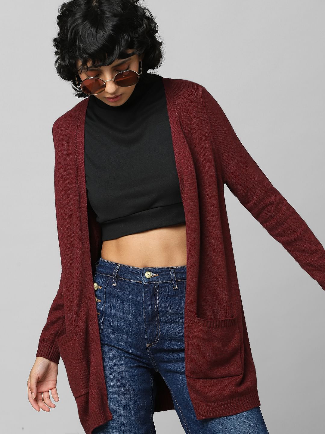 Maroon Long Cardigan